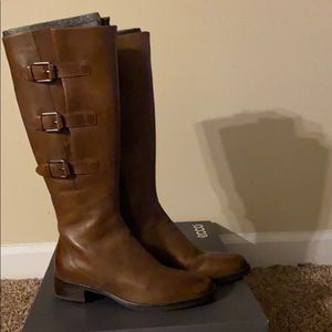 Brown leather boots